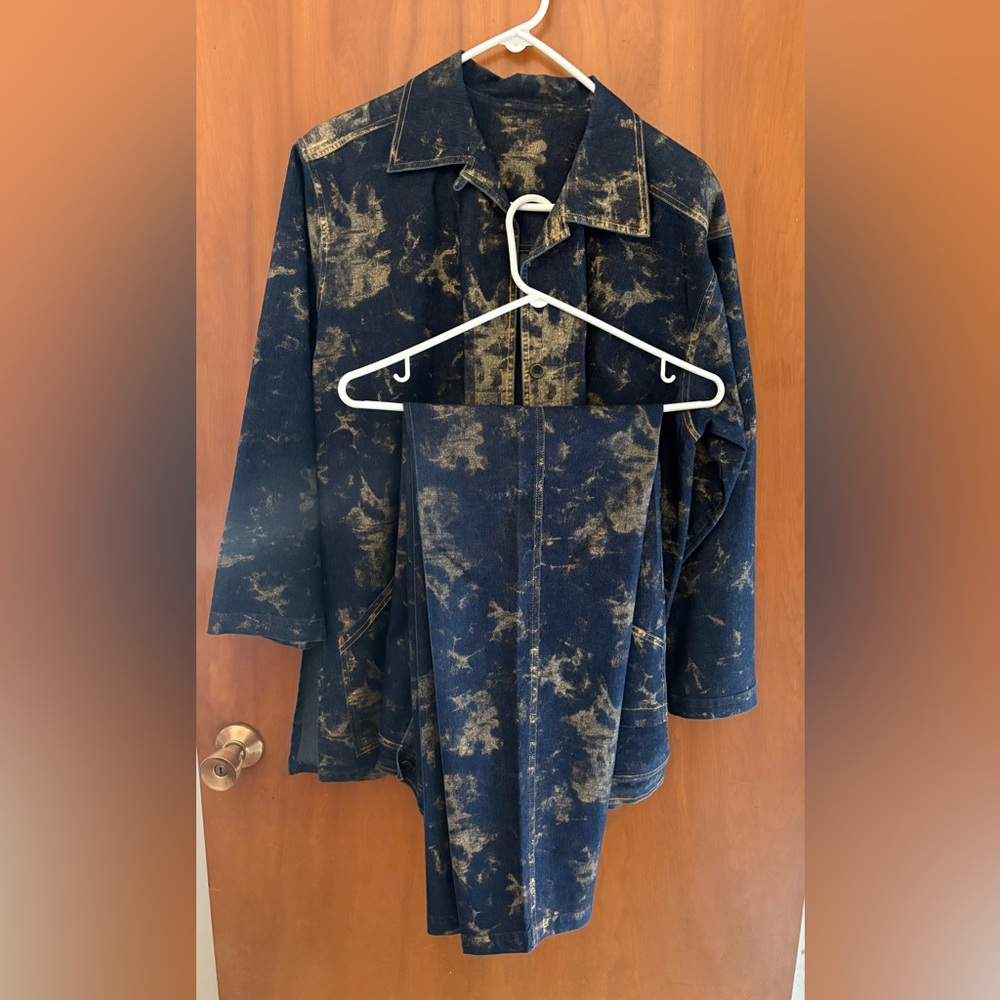 Vintage Linda lundstrom Jacket & pants Denim-Effect Button Front Jumpsuit Romper - Picture 13 of 14